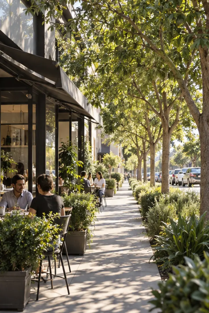 Walkable tree-lined neighborhood surrounding the property
