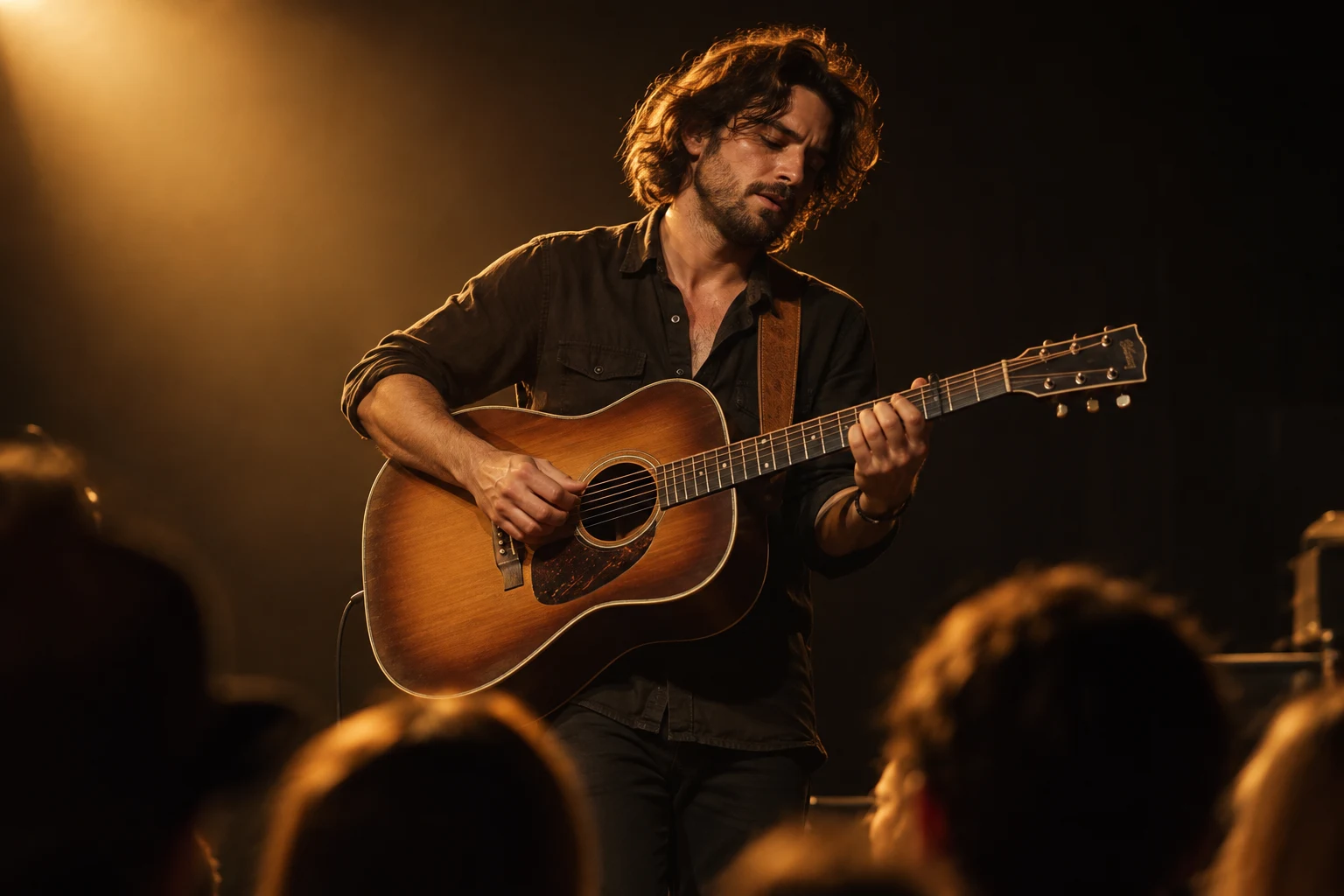 Independent musician performing live for fans