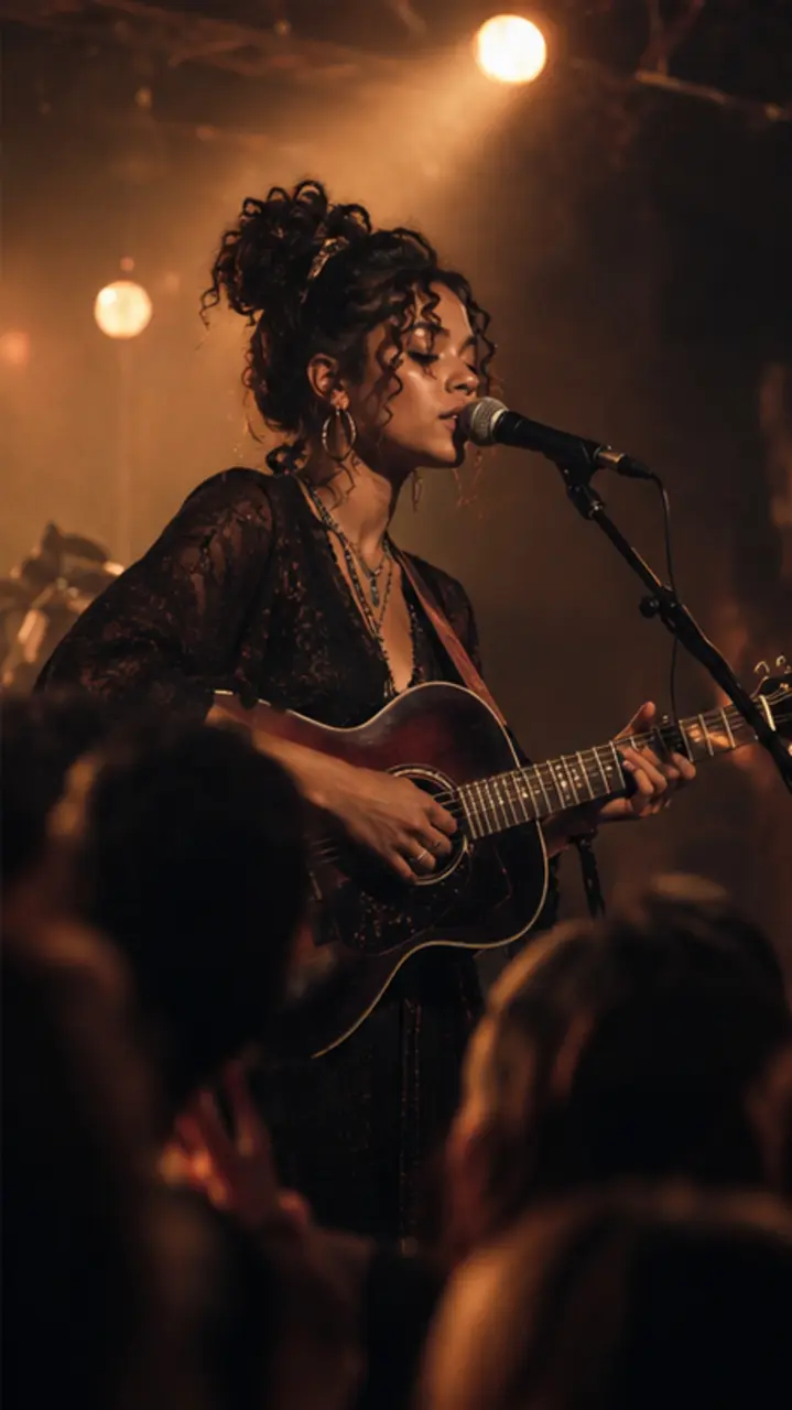 Independent musician performing for an intimate crowd