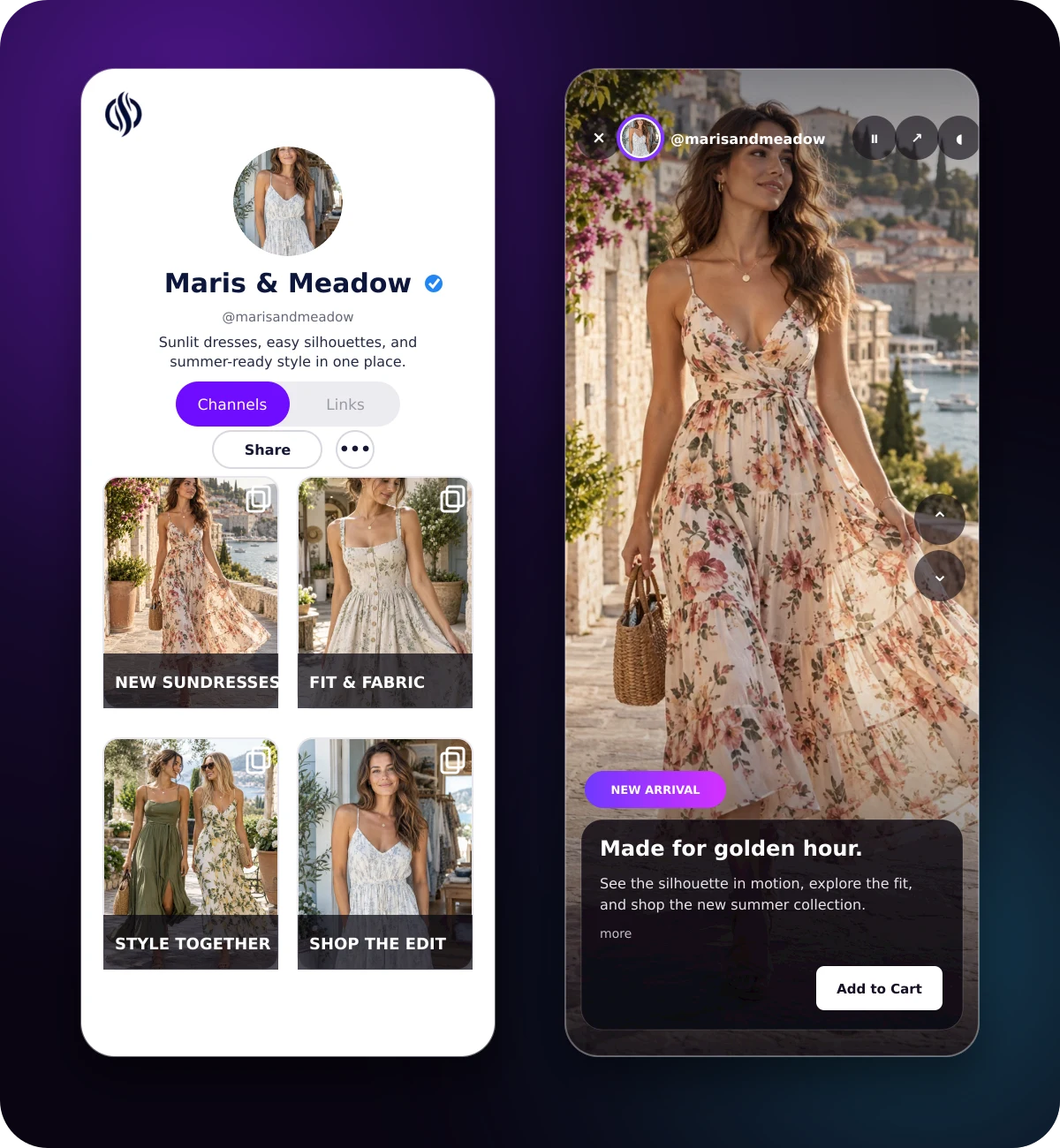 SwipeFlow shoppable video paired with a fashion product experience