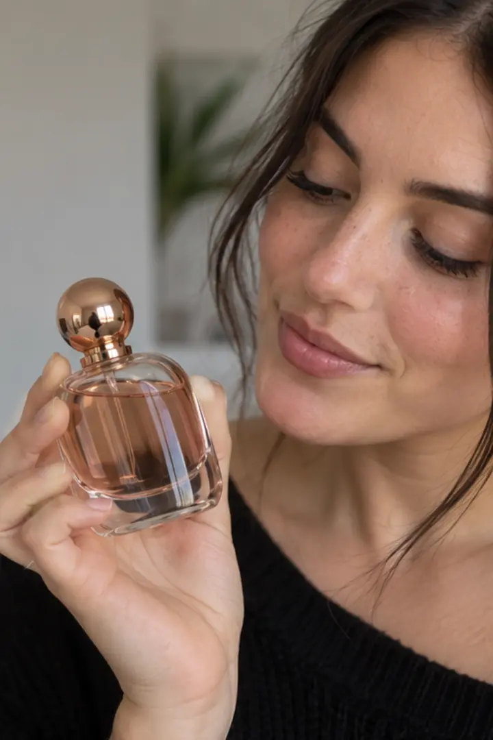 Creator presenting a favorite fragrance close-up