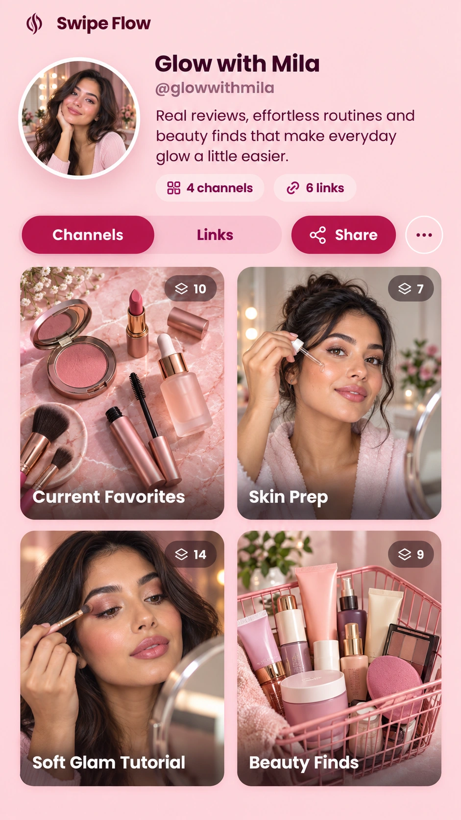 Glow with Mila SwipeFlow account screenshot